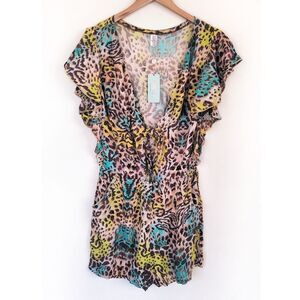 Luli Fama Diosa Salvaje Front Knot Romper Size Large NWT